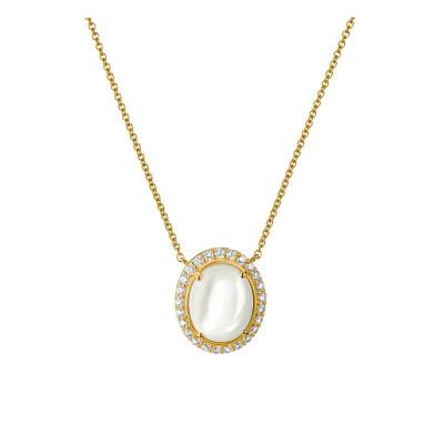 Gold-Toned Metal, Mother-of-Pearl & Cubic Zirconia Fluid Elegance Necklace, 45 cm to 50 cm Length - KE2379-M01-14 - Thomas Sabo
