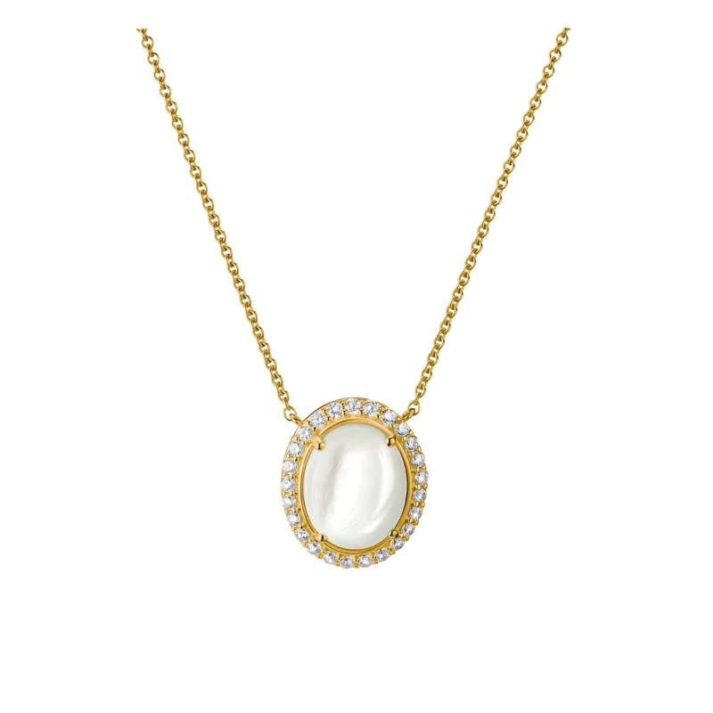 Gold-Toned Metal, Mother-of-Pearl & Cubic Zirconia Fluid Elegance Necklace, 45 cm to 50 cm Length - KE2379-M01-14 - Thomas Sabo