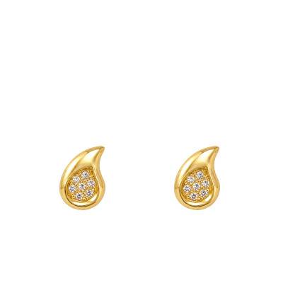 Boucles d'Oreilles Gouttes en Or Jaune 375 & Oxydes de Zirconium Blancs - Emanessence