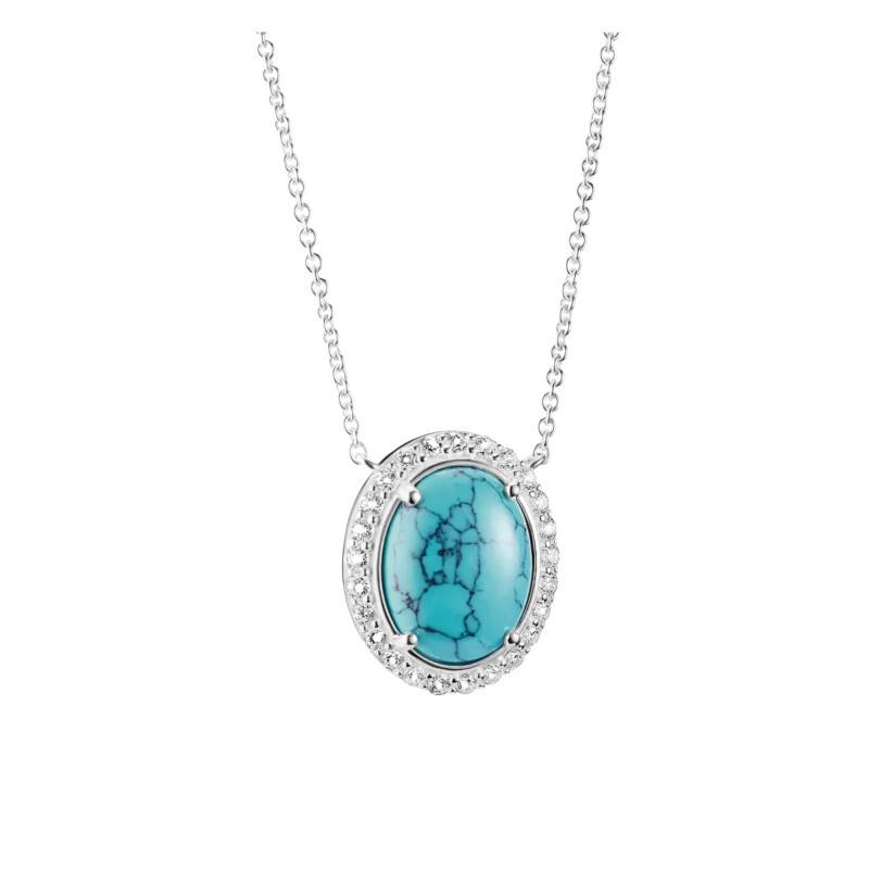 925 Silver, Turquoise Stone & Cubic Zirconia Elyndra Necklace, 45 cm to 50 cm Length - KE2379-405-17 - Thomas Sabo
