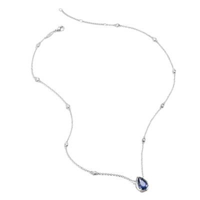925 Silver & Blue Crystal Elyndra Drop Necklace, 45 cm to 50 cm Length - KE2331-166-1 - Thomas Sabo