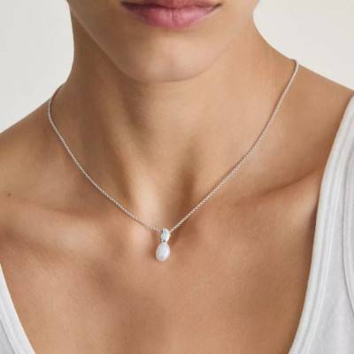 Bold Elegance 925 Silver & Pearl Necklace, Length 40 cm to 45 cm - KE2318-082-14 - Thomas Sabo