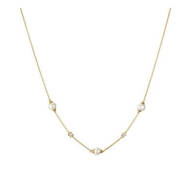 Collier Classic Pearls en Métal Doré, Perles & Oxydes de Zirconium, Longueur de 40 cm à 45 cm - KE2120-M01-14 - Thomas Sabo