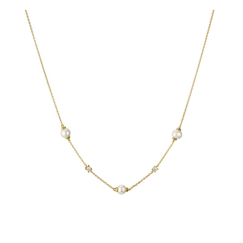 Collier Classic Pearls en Métal Doré, Perles & Oxydes de Zirconium, Longueur de 40 cm à 45 cm - KE2120-M01-14 - Thomas Sabo