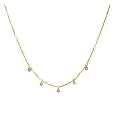 Gold-Tone Metal & Zirconium Oxides Classic TS Necklace, Length 40 cm to 45 cm - KE2071-M01-14 - Thomas Sabo