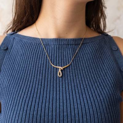 Collier Ruban Croisé en Or Jaune 375 & Diamants 0,01ct, Longueur de 38 cm à 42 cm - Diamond Lady