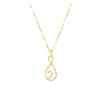 Collier Cœur Infini en Or Jaune 375 & Diamants 0,004 ct, Longueur de 38 cm à 42 cm - Diamond Lady