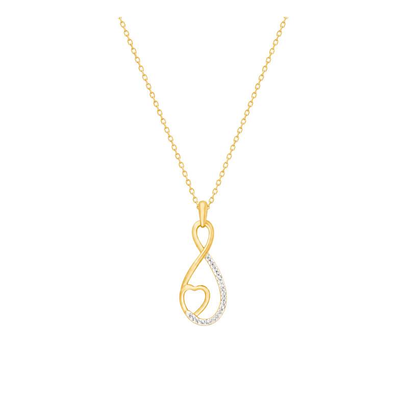 9K Yellow Gold & 0.004ct Diamond Infinite Heart Necklace, Length 38 cm to 42 cm - Diamond Lady