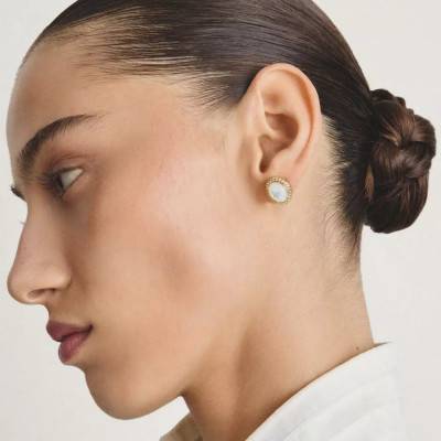 Gold-Tone Metal, Mother-of-Pearl & Zirconium Oxide Fluid Elegance Earrings - H2354-M01-14 - Thomas Sabo
