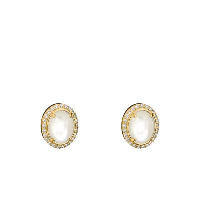 Gold-Tone Metal, Mother-of-Pearl & Zirconium Oxide Fluid Elegance Earrings - H2354-M01-14 - Thomas Sabo