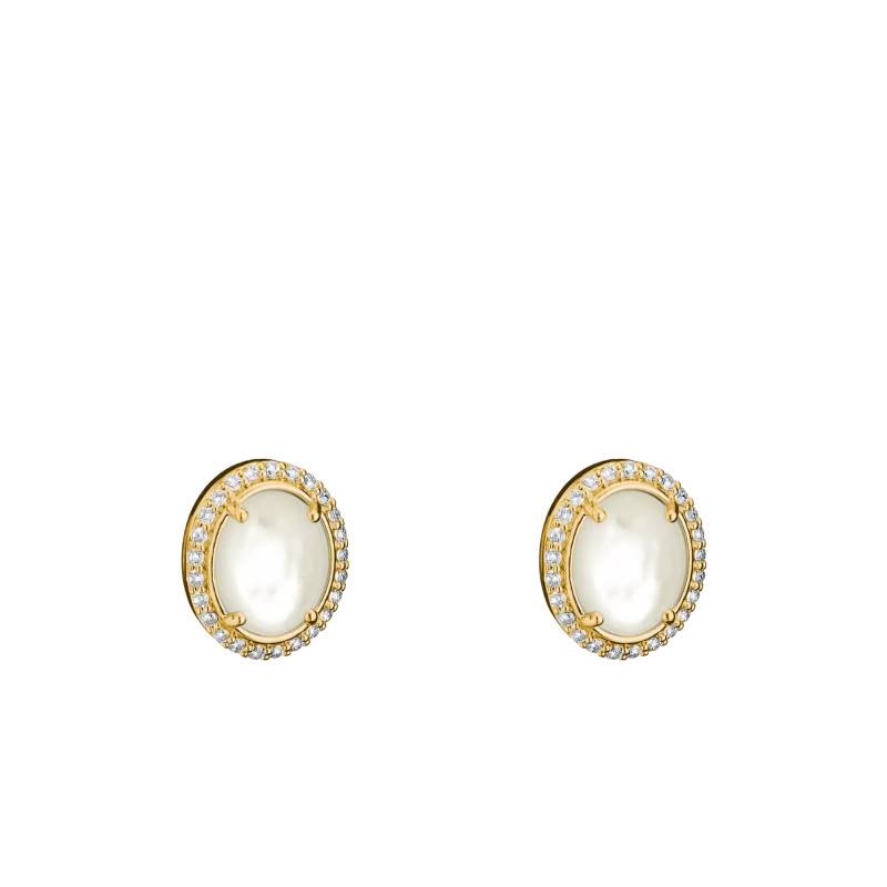 Gold-Tone Metal, Mother-of-Pearl & Zirconium Oxide Fluid Elegance Earrings - H2354-M01-14 - Thomas Sabo