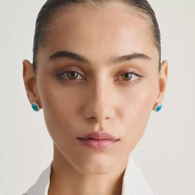 Boucles d'Oreilles Elyndra en Argent 925, Pierre Turquoise & Oxydes de Zirconium - H2354-405-17 - Thomas Sabo