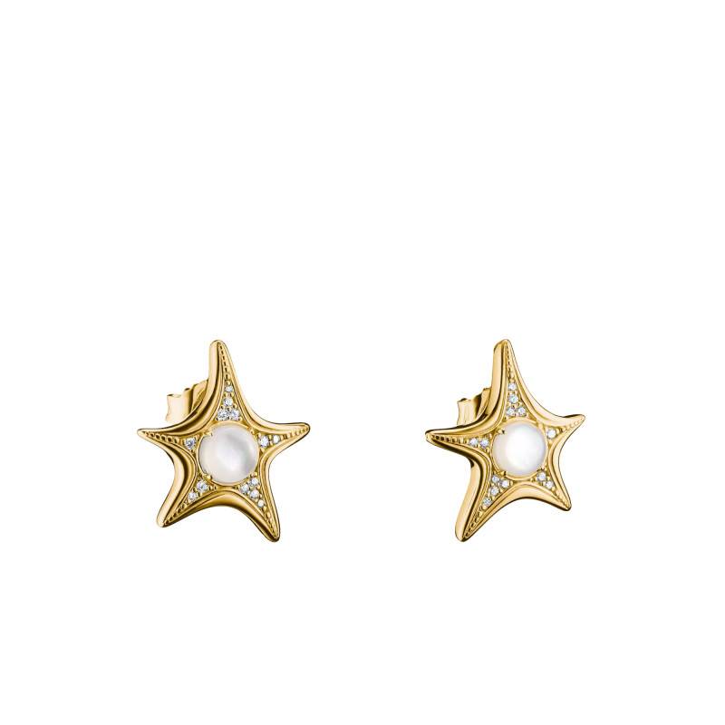 Fluid Elegance Star Gold-Tone Metal, Mother-of-Pearl & Cubic Zirconia Earrings - H2351-M01-14 - Thomas Sabo