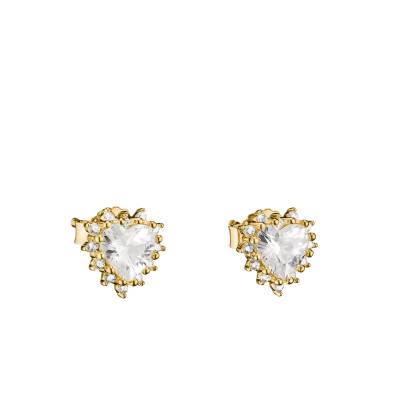 Gold-Tone Metal & Zirconium Oxide Cœurs Classics Stud Earrings - H2315-M01-14 - Thomas Sabo
