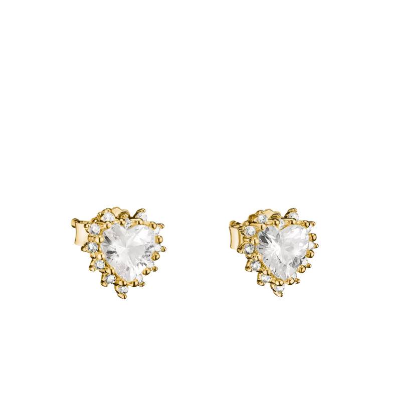 Gold-Tone Metal & Zirconium Oxide Cœurs Classics Stud Earrings - H2315-M01-14 - Thomas Sabo