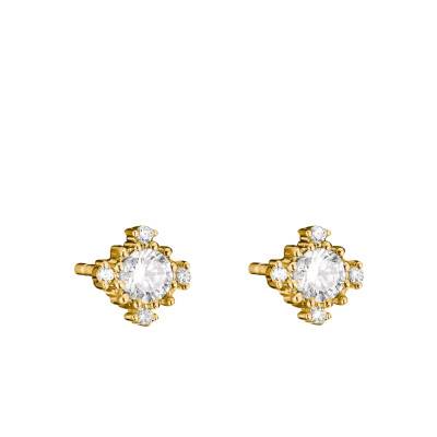 Gold-Plated Metal Classics Stud Earrings & White Zirconium Oxides - H2311-M01-14 - Thomas Sabo