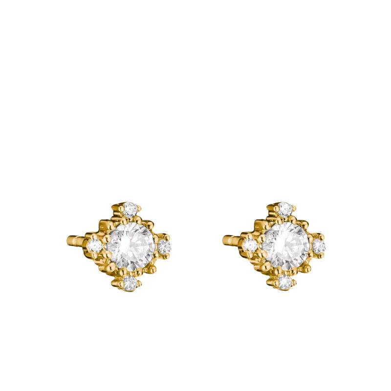Gold-Plated Metal Classics Stud Earrings & White Zirconium Oxides - H2311-M01-14 - Thomas Sabo