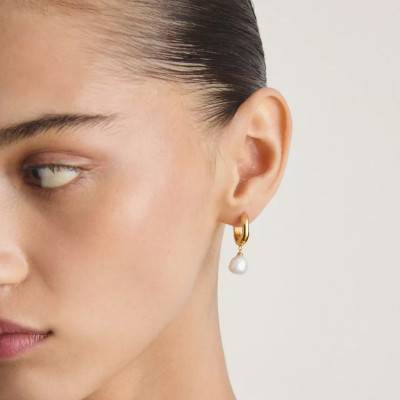 Boucles d'Oreilles Créoles Bold Elegance en Argent Doré & Perles - CR766-430-14 - Thomas Sabo
