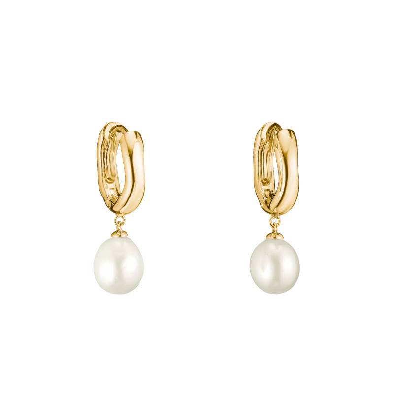 Bold Elegance Gold-Plated Silver & Pearl Hoop Earrings - CR766-430-14 - Thomas Sabo