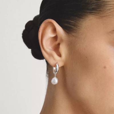 Boucles d'Oreilles Créoles Bold Elegance en Argent 925 & Perles - CR766-082-14 - Thomas Sabo