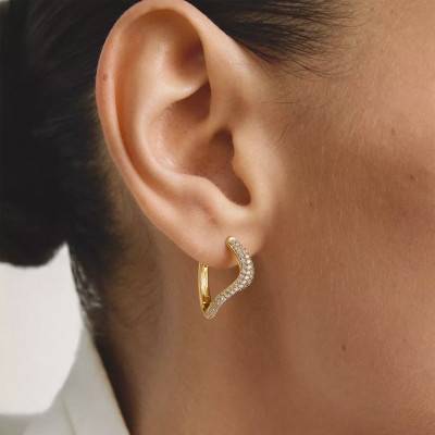 Boucles d'Oreilles Créoles Ondulées Fluid Elegance en Métal Doré & Oxydes de Zirconium - CR765-M01-14 - Thomas Sabo