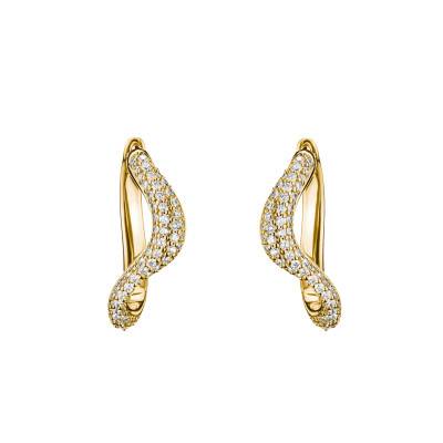 Boucles d'Oreilles Créoles Ondulées Fluid Elegance en Métal Doré & Oxydes de Zirconium - CR765-M01-14 - Thomas Sabo
