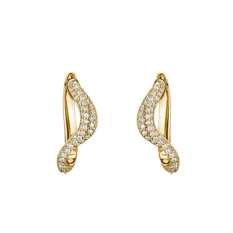 Gold-Plated Metal Wavy Fluid Elegance Hoop Earrings & Zirconium Oxides - CR765-M01-14 - Thomas Sabo
