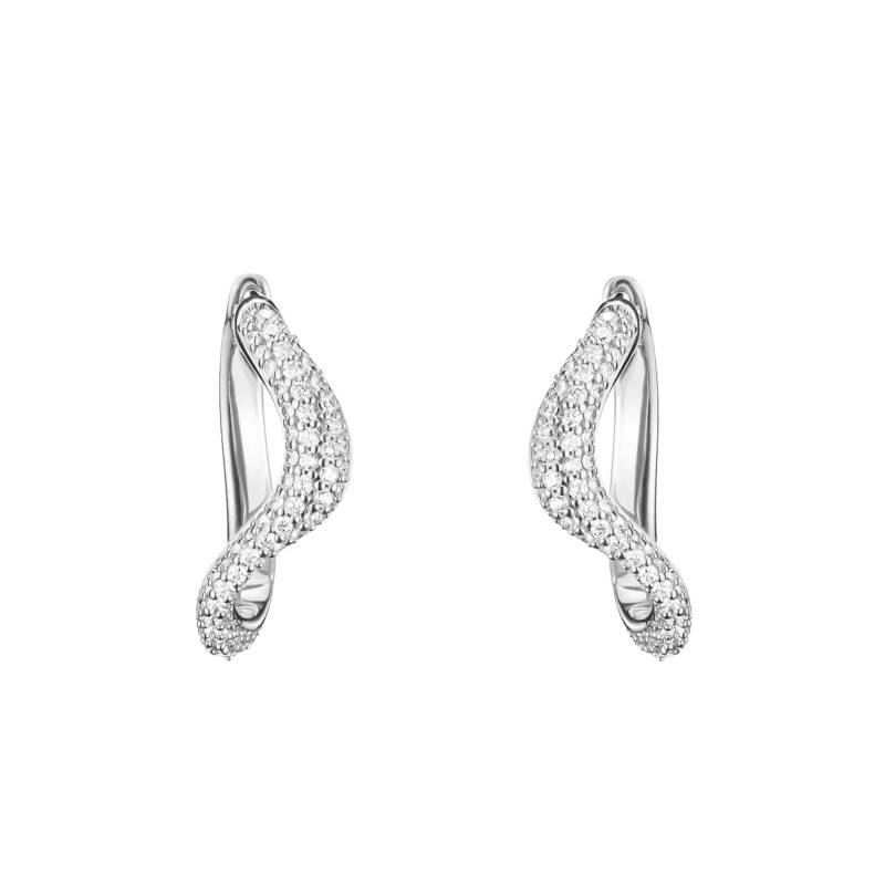 925 Silver Wavy Fluid Elegance Hoop Earrings & Zirconium Oxides - CR765-051-14 - Thomas Sabo
