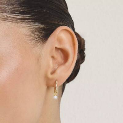 Boucles d'Oreilles Créoles Classics en Métal Doré, Perles & Oxydes de Zirconium - CR702-M01-14 - Thomas Sabo