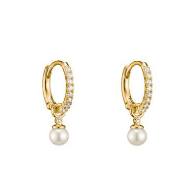 Gold-Plated Metal, Pearl & Zirconium Oxide Classics Hoop Earrings - CR702-M01-14 - Thomas Sabo