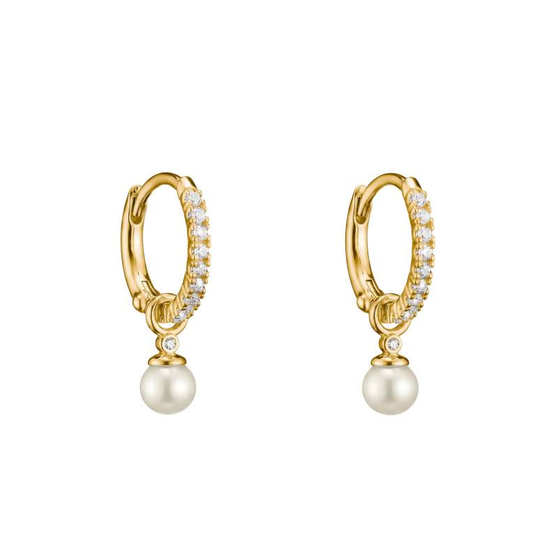 Gold-Plated Metal, Pearl & Zirconium Oxide Classics Hoop Earrings - CR702-M01-14 - Thomas Sabo