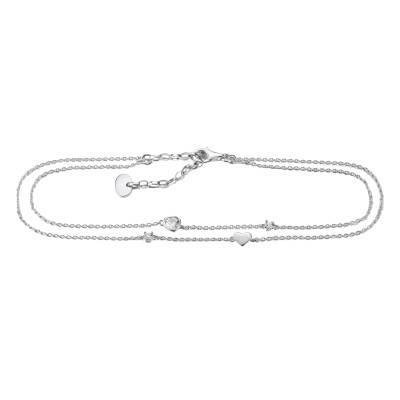 Silver-Plated Hearts Anklet & Zirconium Oxides, Length 22 cm to 27 cm - AK0040-M02-14-L27V - Thomas Sabo