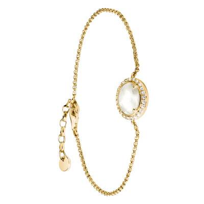 Bracelet Fluid Elegance en Métal Doré, Nacre & Oxydes de Zirconium, Longueur de 16 cm à 19 cm - A2234-M01-14-L19V - Thomas Sabo