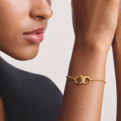 Bracelet Together Anneaux Entrelacés en Métal Doré & Oxydes de Zirconium, Longueur de 16 cm à 19 cm - A2233-M01-14-L19V - Thomas Sabo
