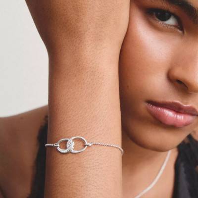 Together Intertwined Rings 925/1000 Silver & Zirconia Bracelet, Length 16 cm to 19 cm - A2233-051-14-L19V - Thomas Sabo