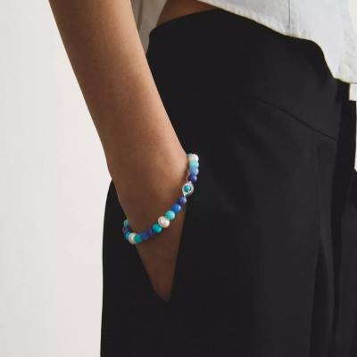 Bracelet Elyndra en Argent 925, Perles & Pierres Multicolores, Longueur 17 cm ou 19 cm - A2210-587-7-L17 - Thomas Sabo