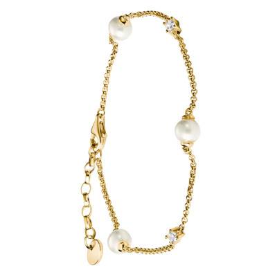 Bracelet Classic en Métal Doré, Perles & Oxydes de Zirconium, Longueur de 16 cm à 19 cm - A2038-M01-14-L19V - Thomas Sabo