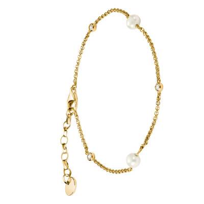 Bracelet Classic Pearls en Métal Doré, Perles & Oxydes de Zirconium, Longueur de 16 cm à 19 cm - A1989-M01-14-L19V - Thomas Sabo