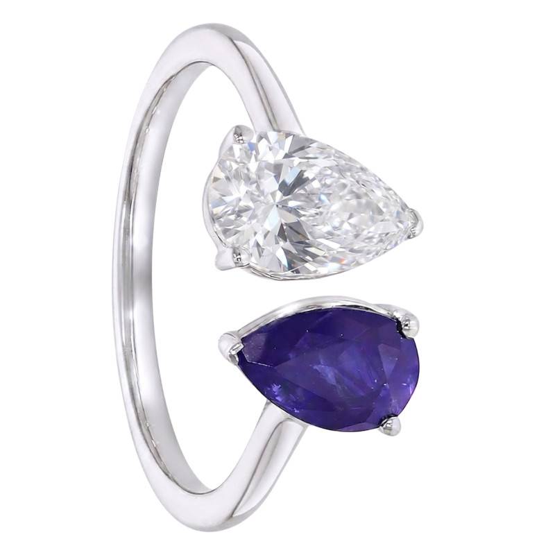 Toi et Moi Sapphire & Lab-Grown Diamond 1.00 ct 375 White Gold Ring - Aurora