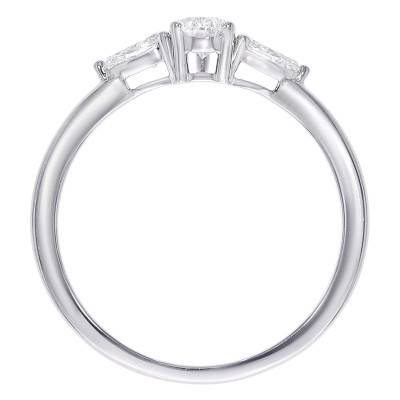 Bague Solitaire Poire Epaulé Diamants de Synthèse 0,61 ct en Or Blanc 375 - Amore