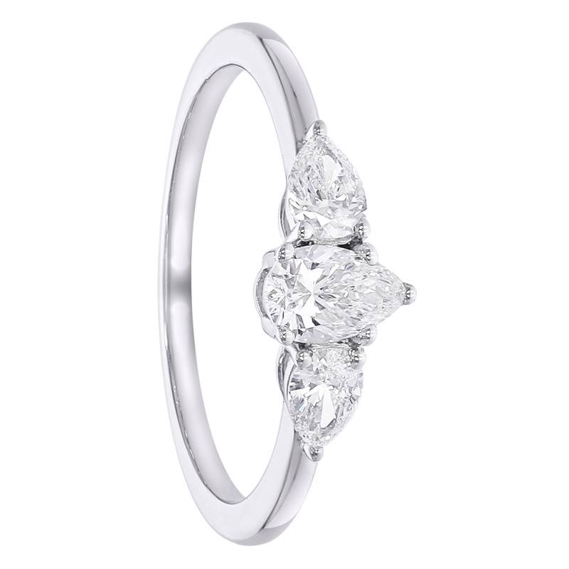 Pear-Shaped Accented Lab-Grown Diamond Solitaire Ring in 375/1000 White Gold 0.61 ct - Amore