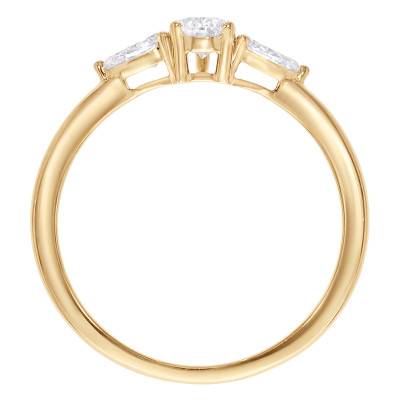 Bague Solitaire Poire Epaulé Diamants de Synthèse 0,61 ct en Or Jaune 375 - Amore