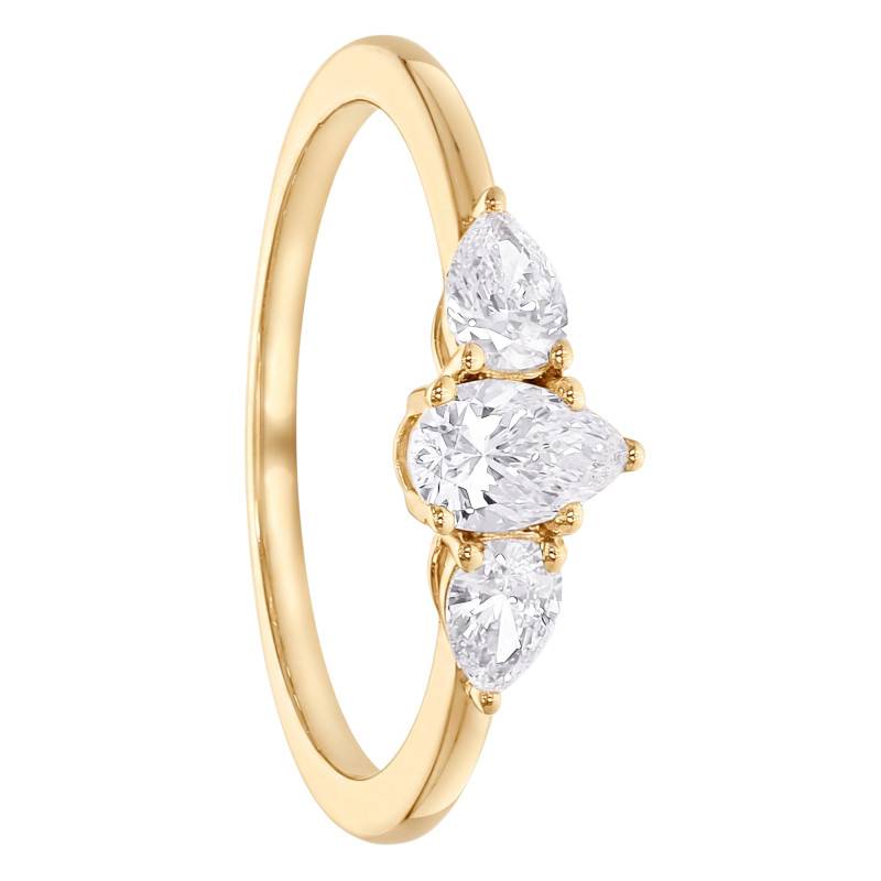 Bague Solitaire Poire Epaulé Diamants de Synthèse 0,61 ct en Or Jaune 375 - Amore