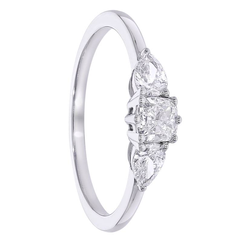 375 White Gold Shouldered Cushion Solitaire Ring Lab-Grown Diamonds 0.60 ct - Amore