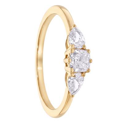 Bague Solitaire Coussin Epaulé Diamants de Synthèse 0,60 ct en Or Jaune 375 - Amore