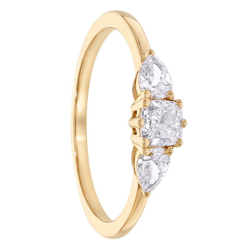 375 Yellow Gold Shouldered Cushion Solitaire Ring Lab-Grown Diamonds 0.60 ct - Amore