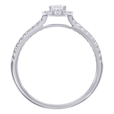 Bague Solitaire Poire Accompagné en Or Blanc 375 et Diamants de Synthèse 0,55 ct - Amore