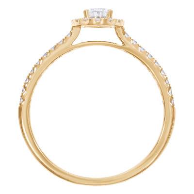 Bague Solitaire Poire Accompagné en Or Jaune 375 et Diamants de Synthèse 0,55 ct - Amore