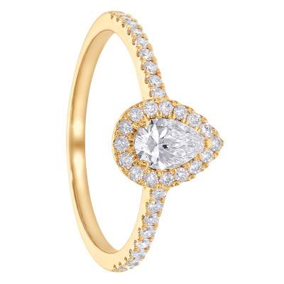 375/1000 Yellow Gold Lab-Grown Diamond Pear Solitaire Ring 0.55 ct - Amore
