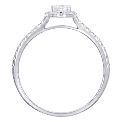 Bague Solitaire Coussin Accompagné en Or Blanc 375 et Diamants de Synthèse 0,53 ct - Amore